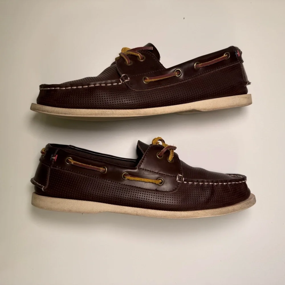Tommy Hilfiger Bowman Apache Classic Boat Shoes Dark Brown Leather Mens Size 10